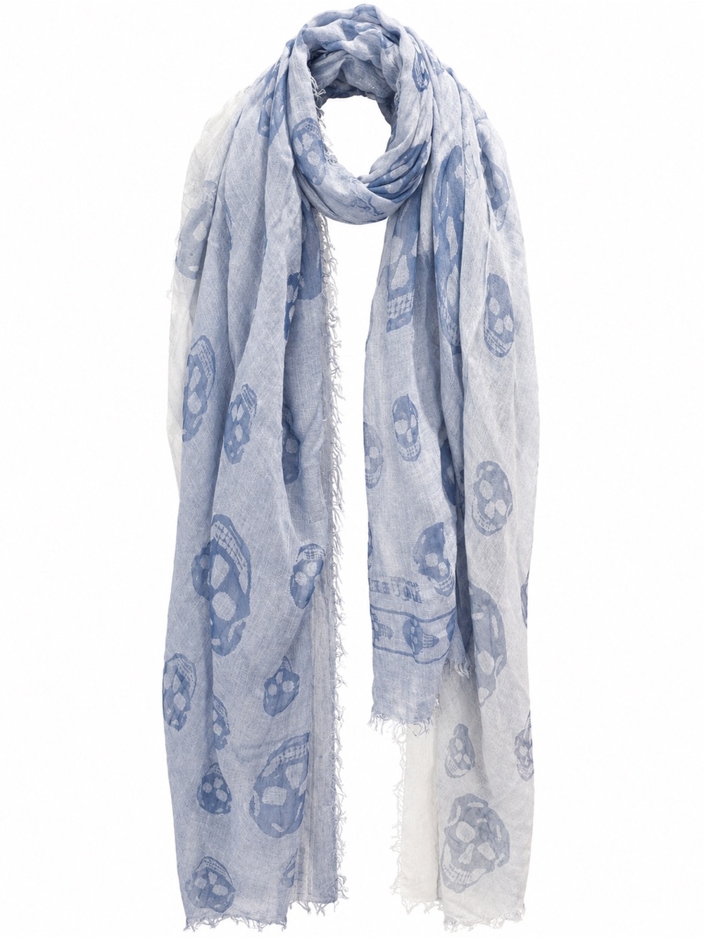 🚩steal Alexander McQueen Light Blue Skull Print Scarf